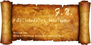 Földvári Nándor névjegykártya